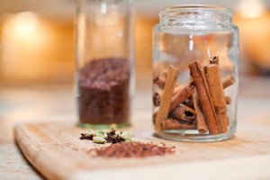 Cinnamon sticks, ground chai latte spices